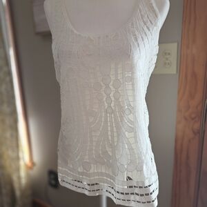 Express White Lace Overlay Tank Top